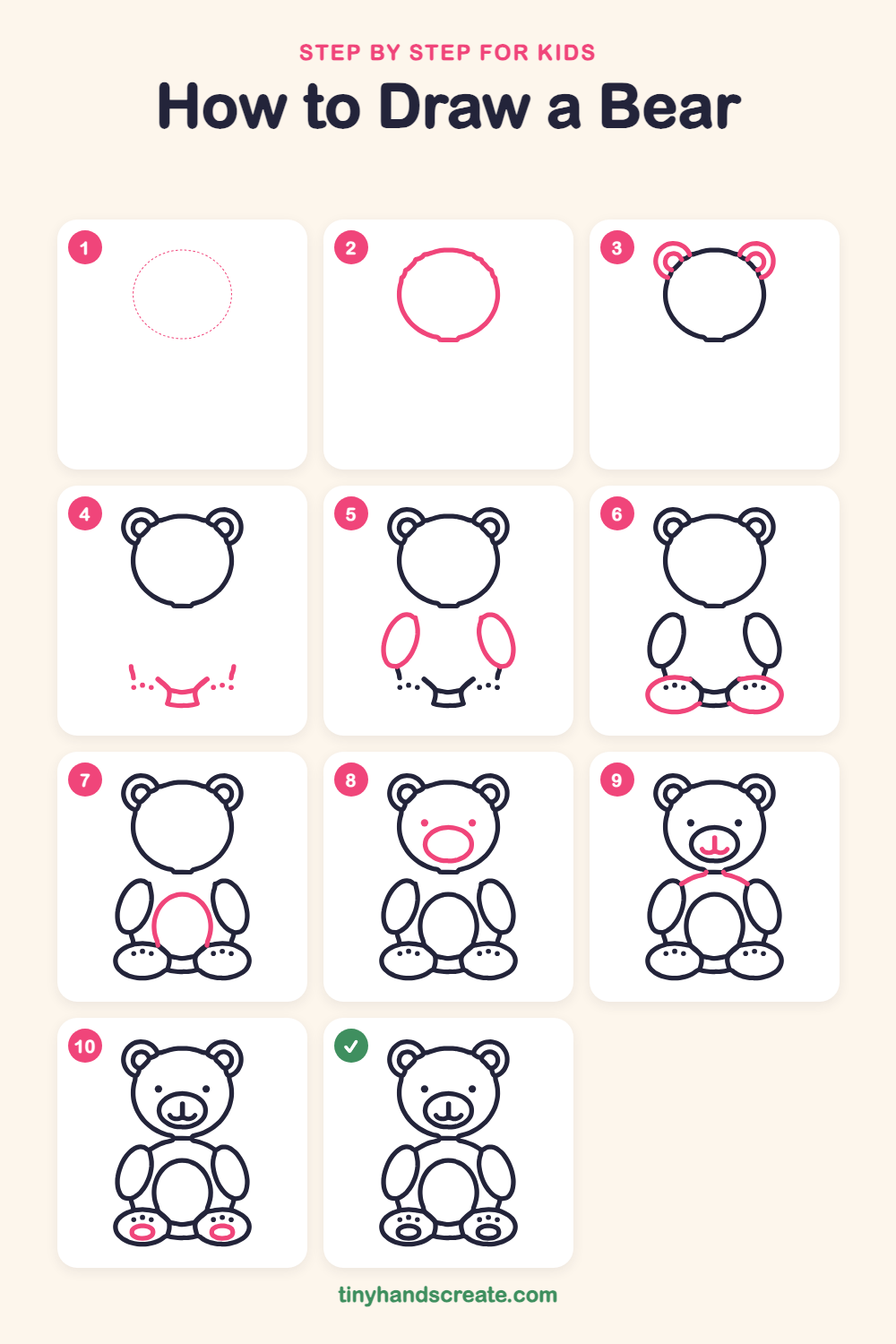 How to draw a bear step by step for kids