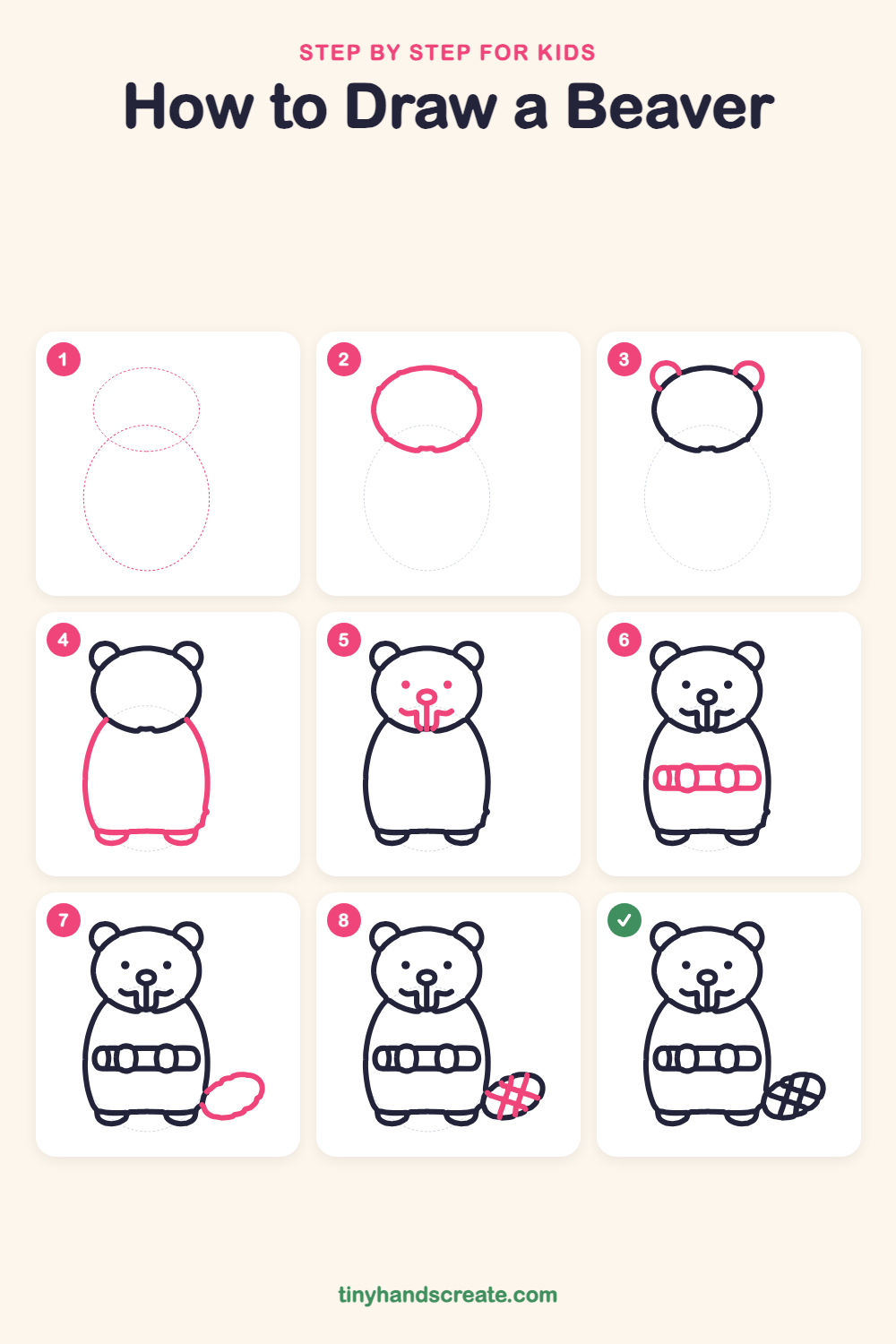 How to draw a beaver step by step for kids