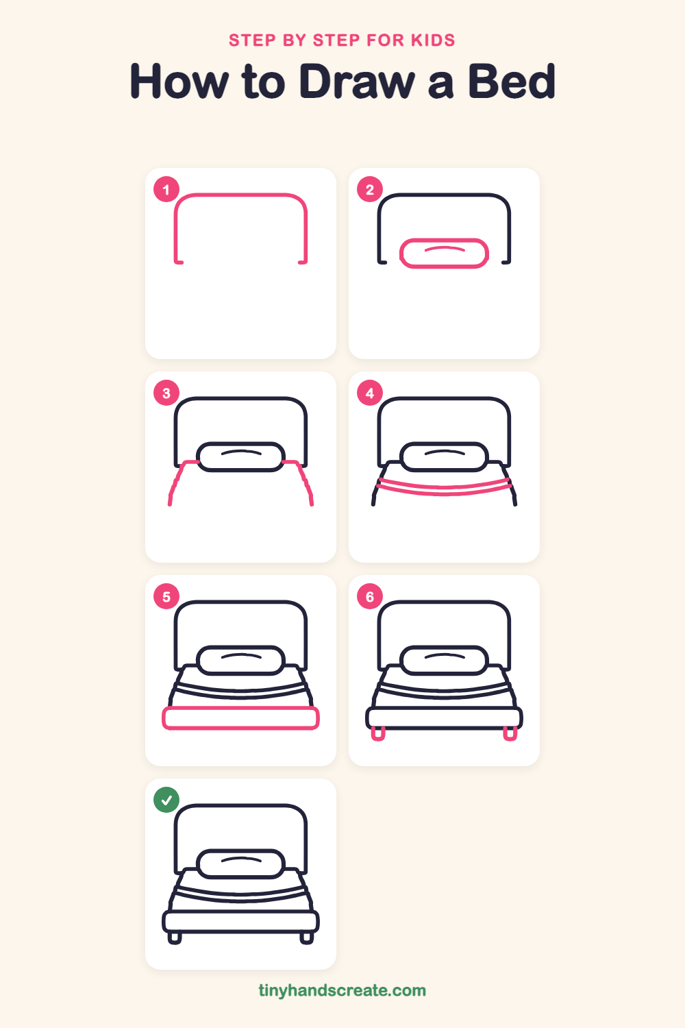 How to draw a bed step by step for kids