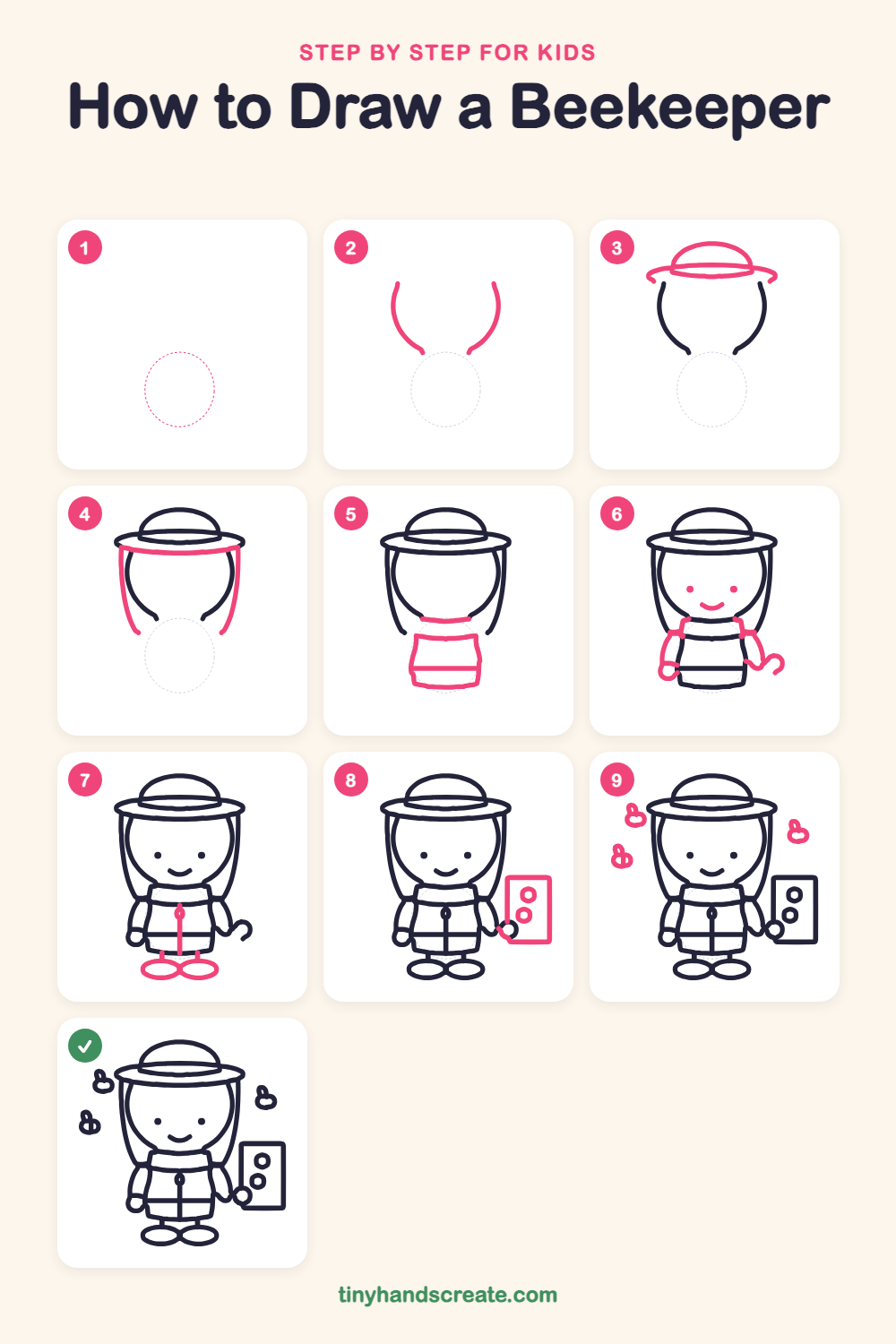 How to draw a beekeeper step by step for kids