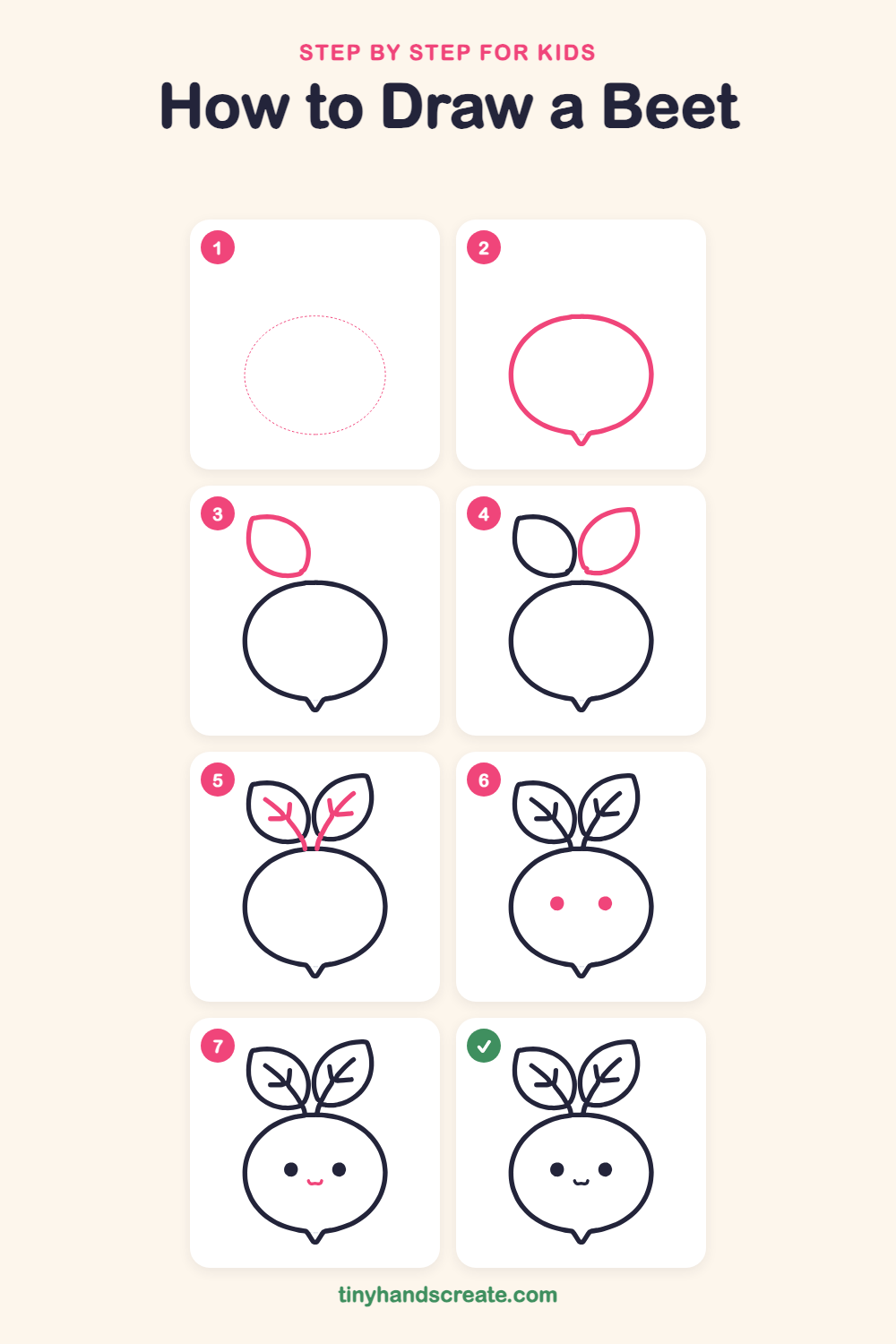 How to draw a beet step by step for kids