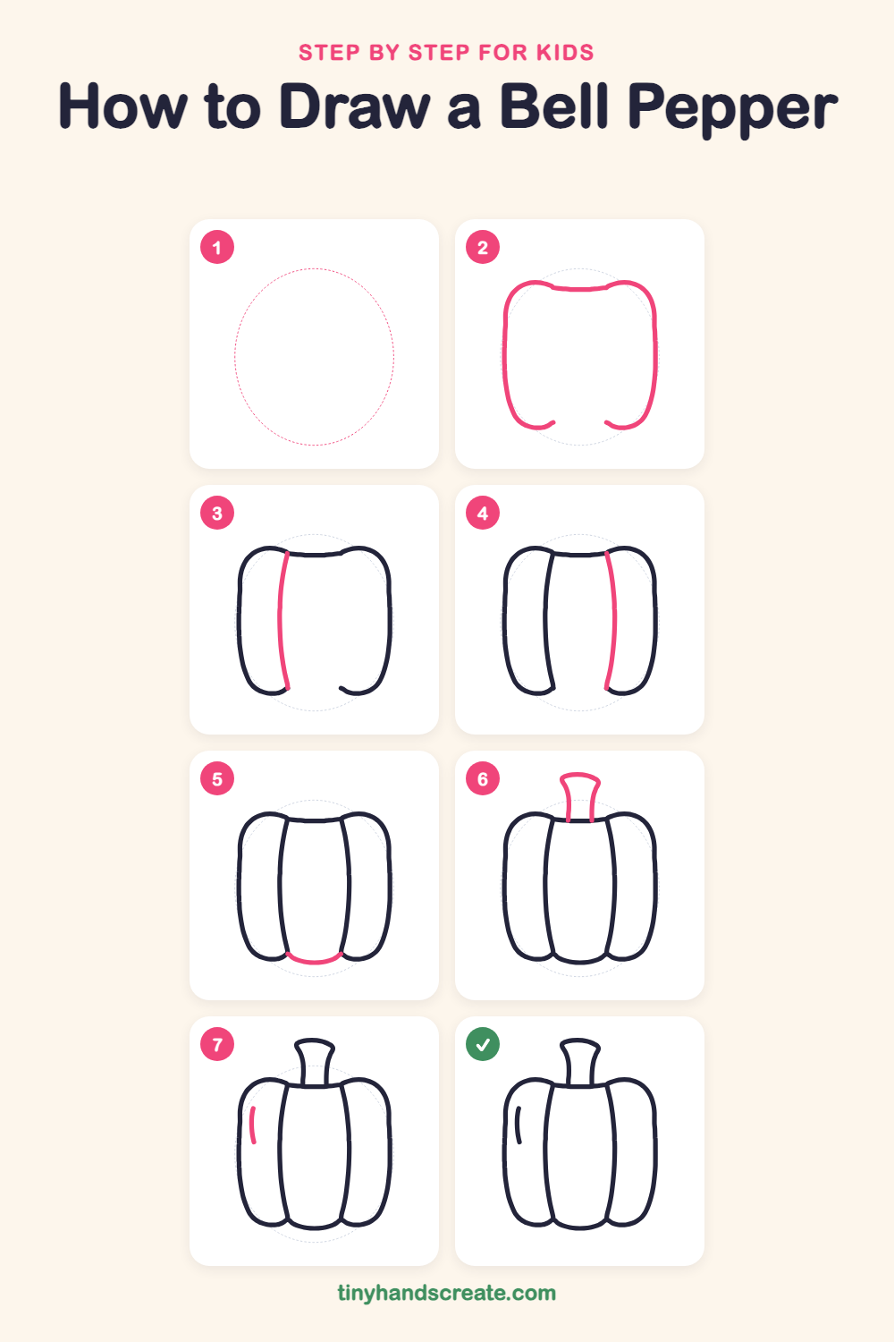 How to draw a bell pepper step by step for kids