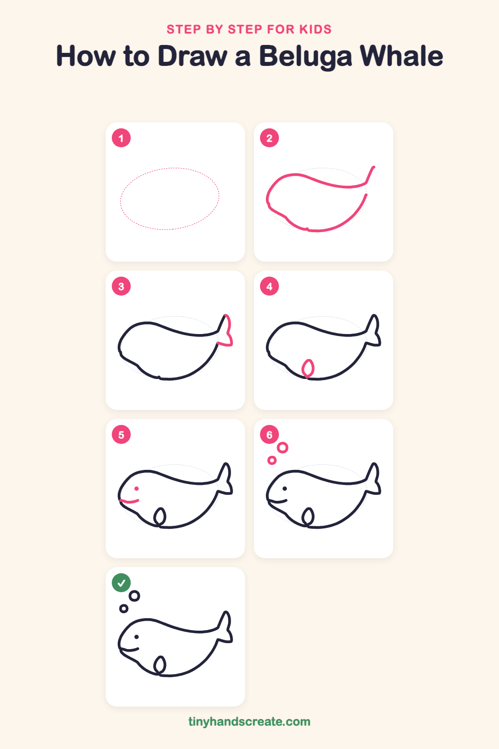 How to draw a beluga whale step by step for kids