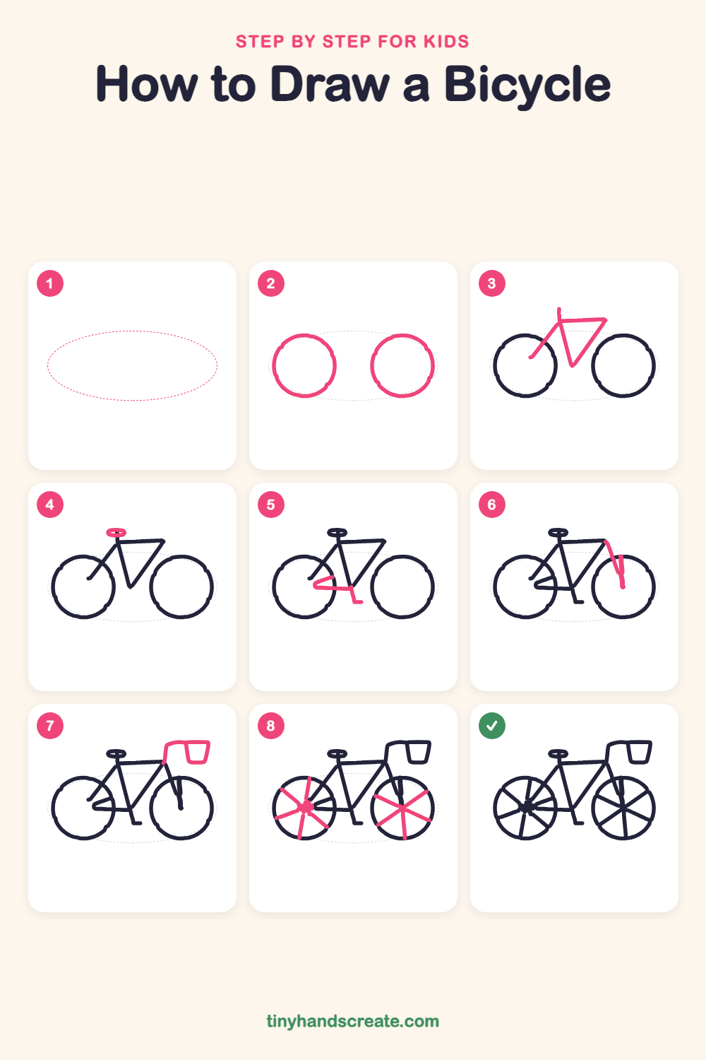 How to draw a bicycle step by step for kids