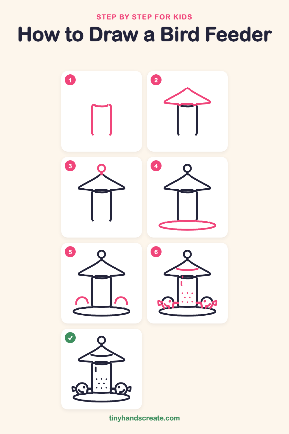 How to draw a bird feeder step by step for kids