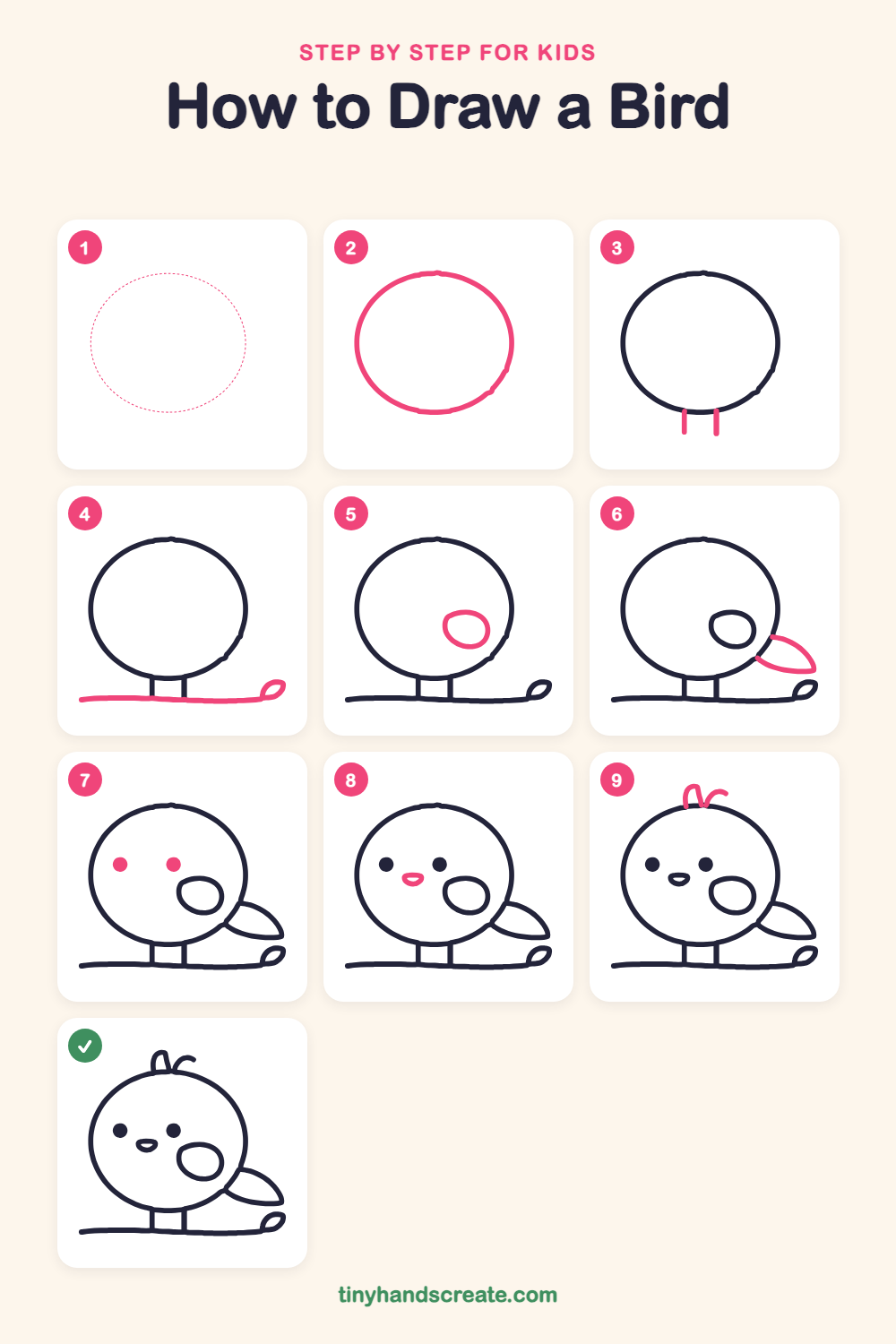 How to draw a bird step by step for kids