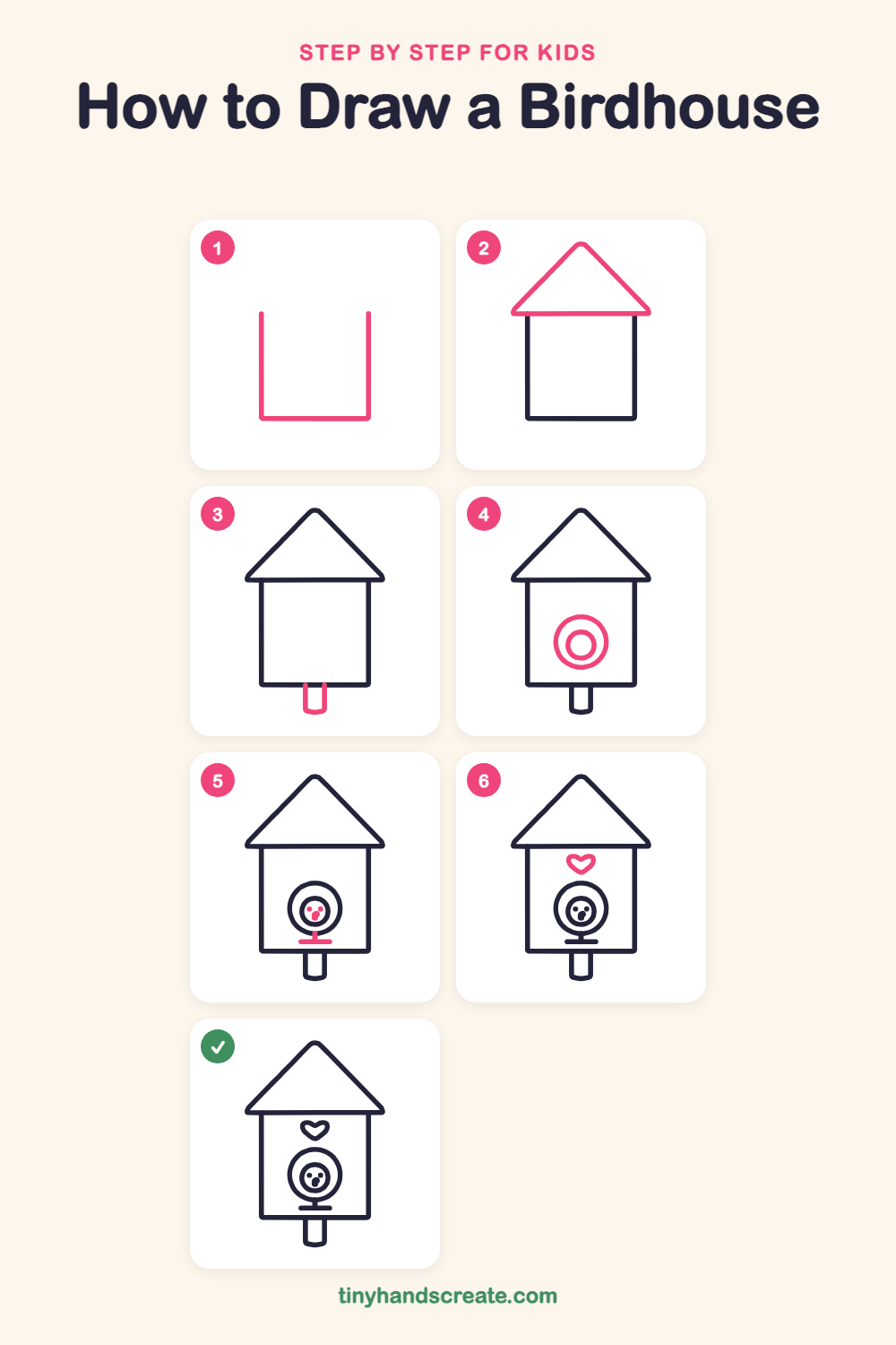 How to draw a birdhouse step by step for kids