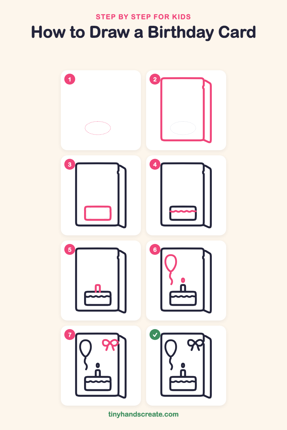 How to draw a birthday card step by step for kids