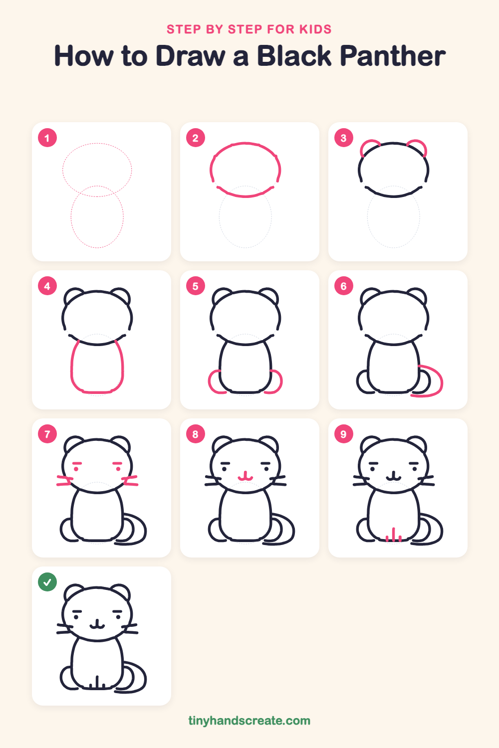 How to draw a black panther step by step for kids