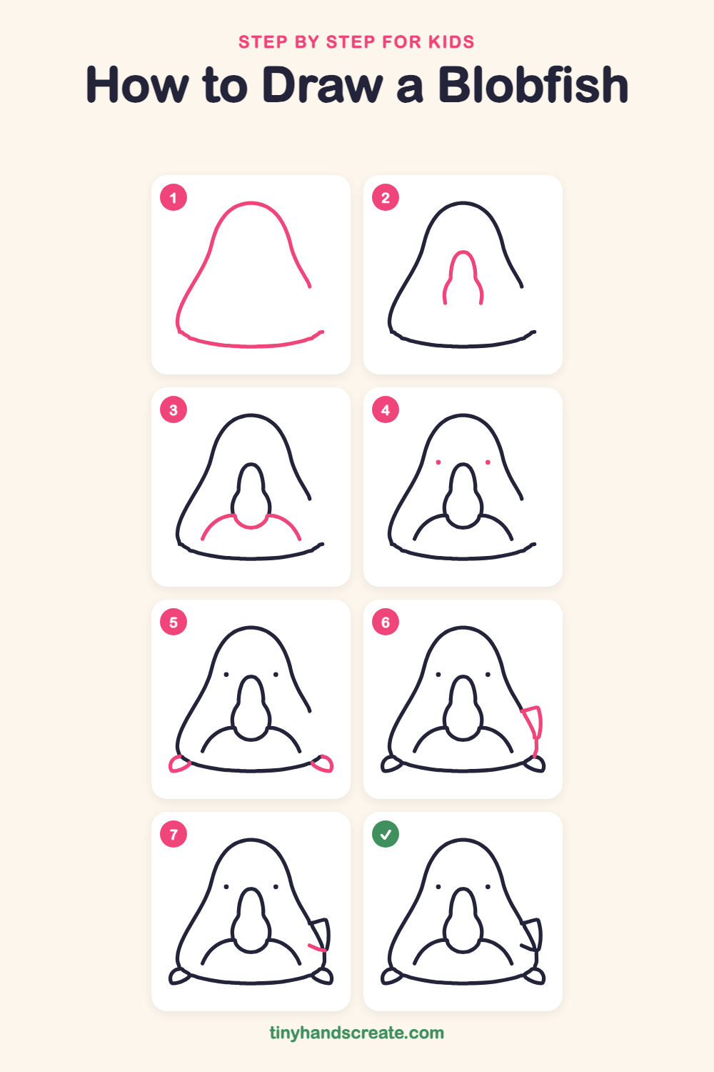 How to draw a blobfish step by step for kids