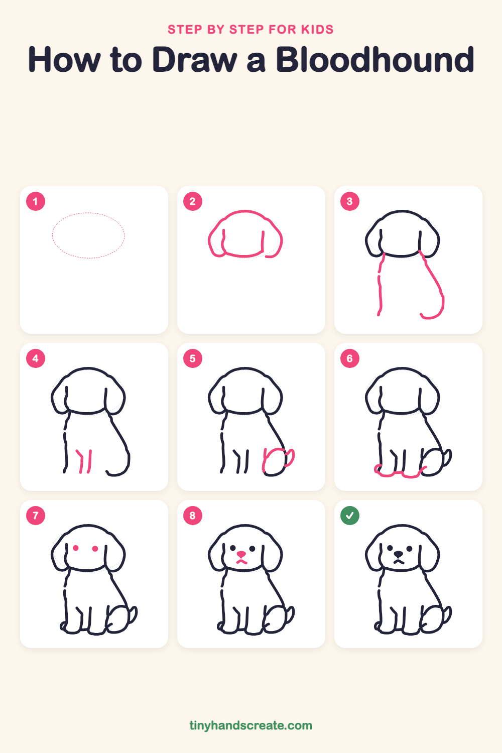 How to draw a bloodhound step by step for kids