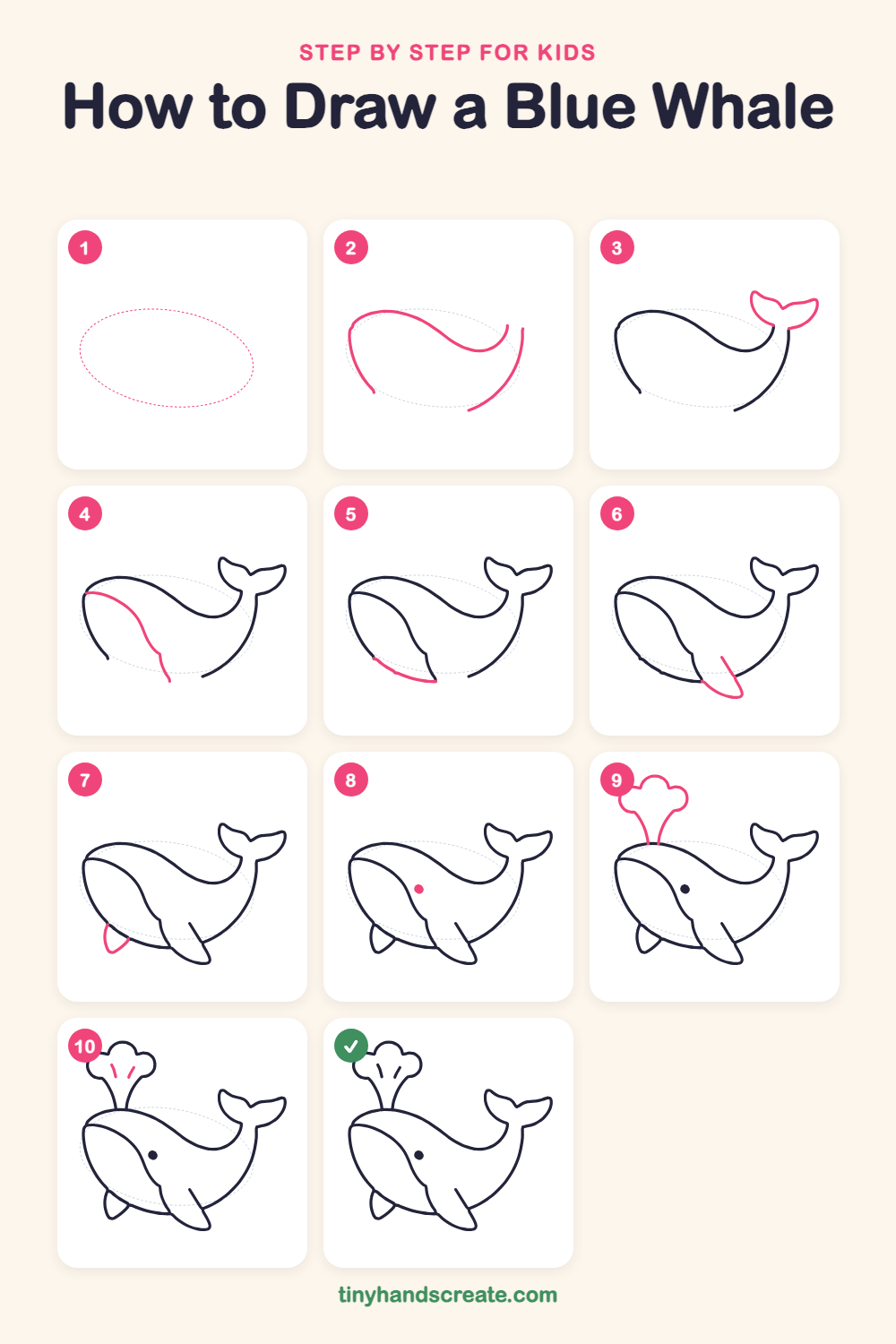How to draw a blue whale step by step for kids
