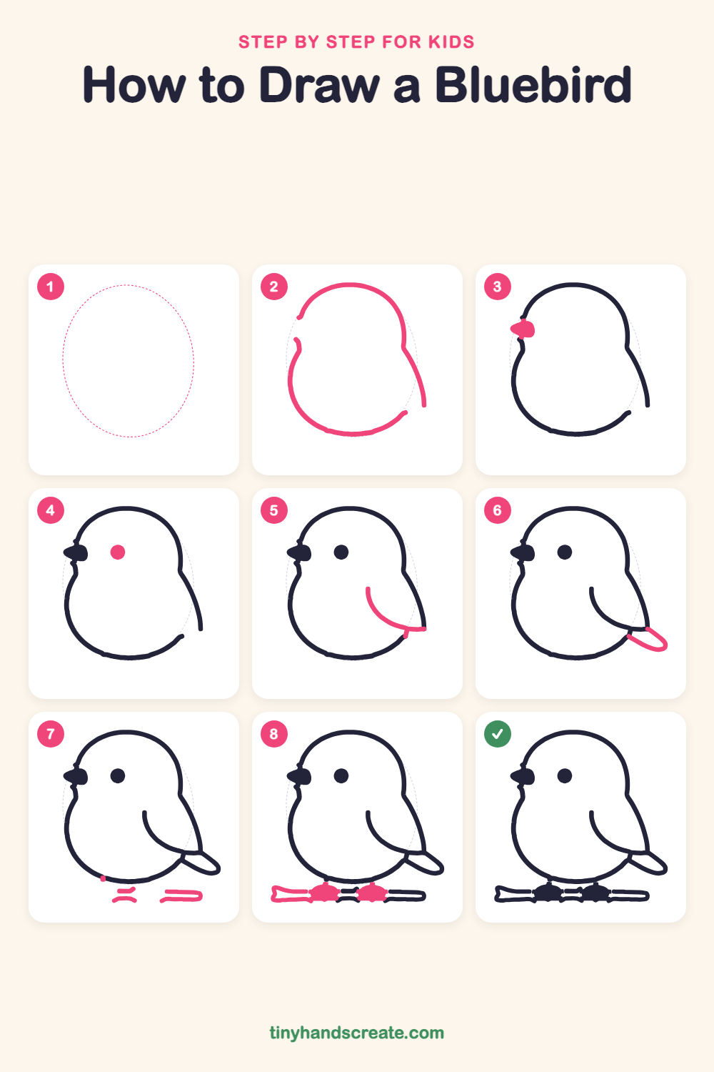How to draw a bluebird step by step for kids