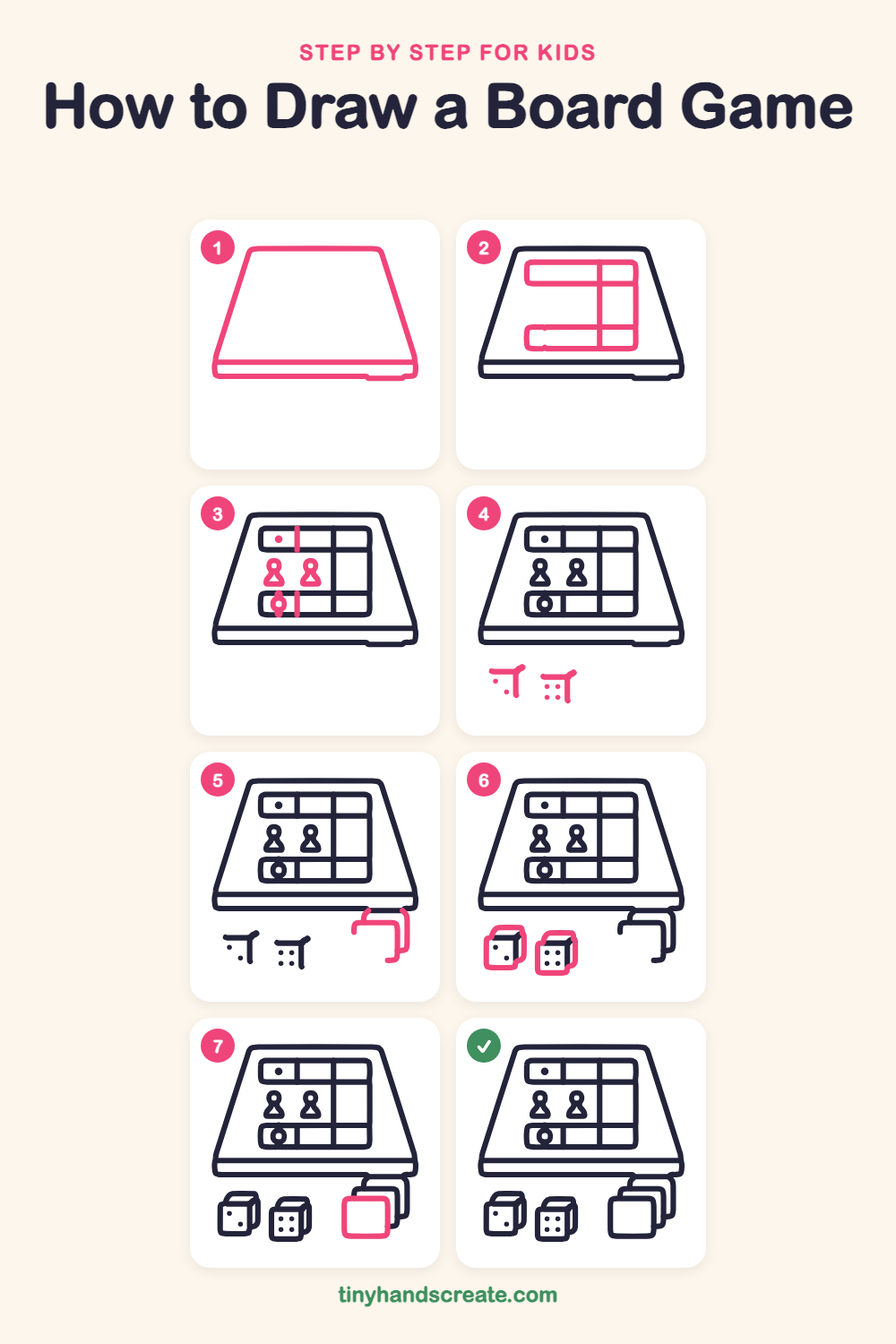 How to draw a board game step by step for kids