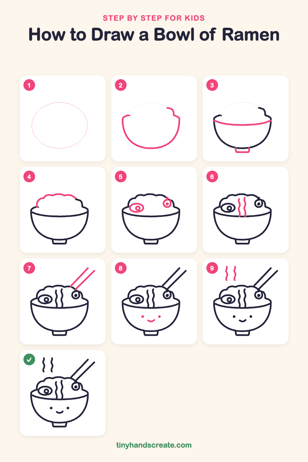 How to draw a bowl of ramen step by step for kids