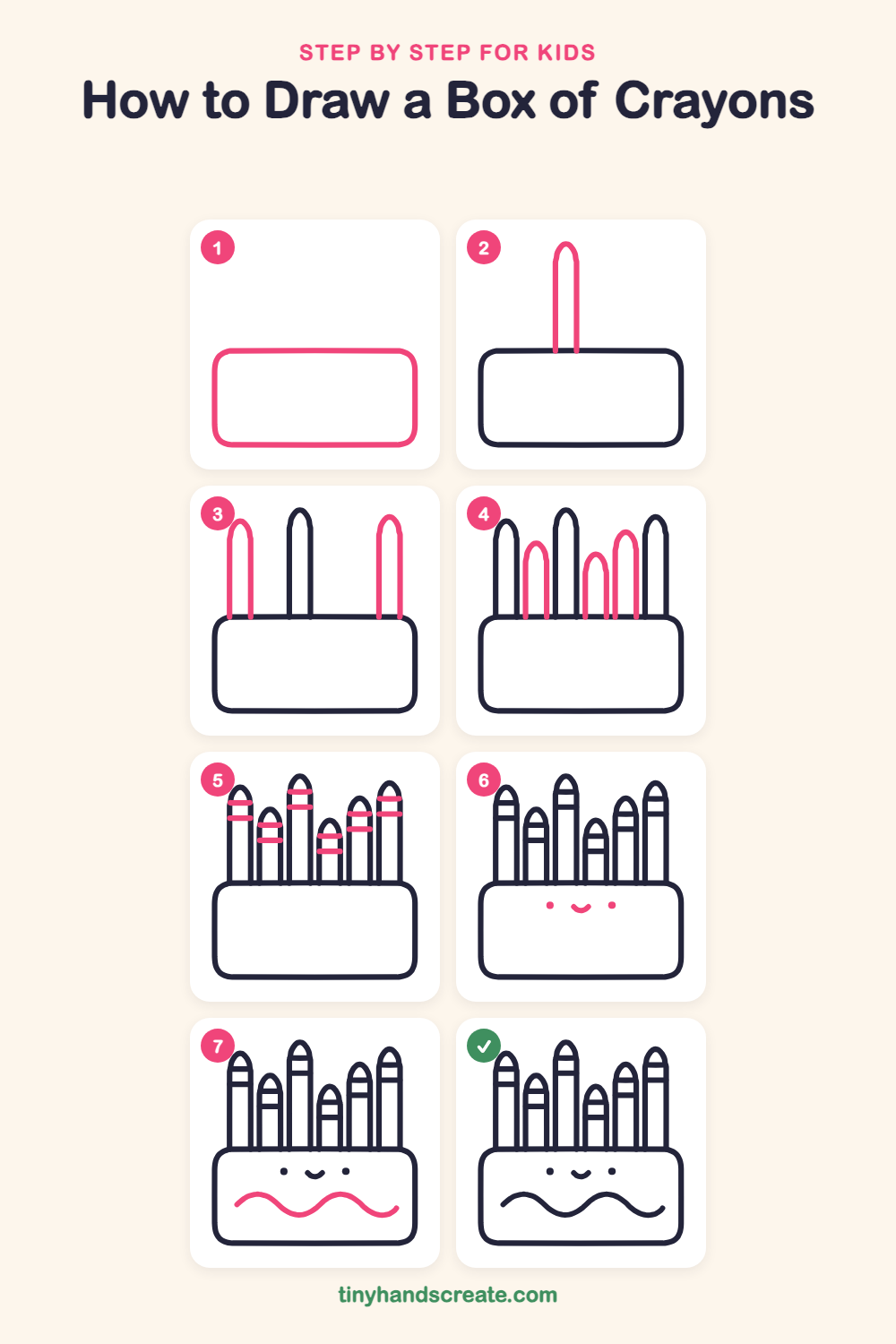 How to draw a box of crayons step by step for kids