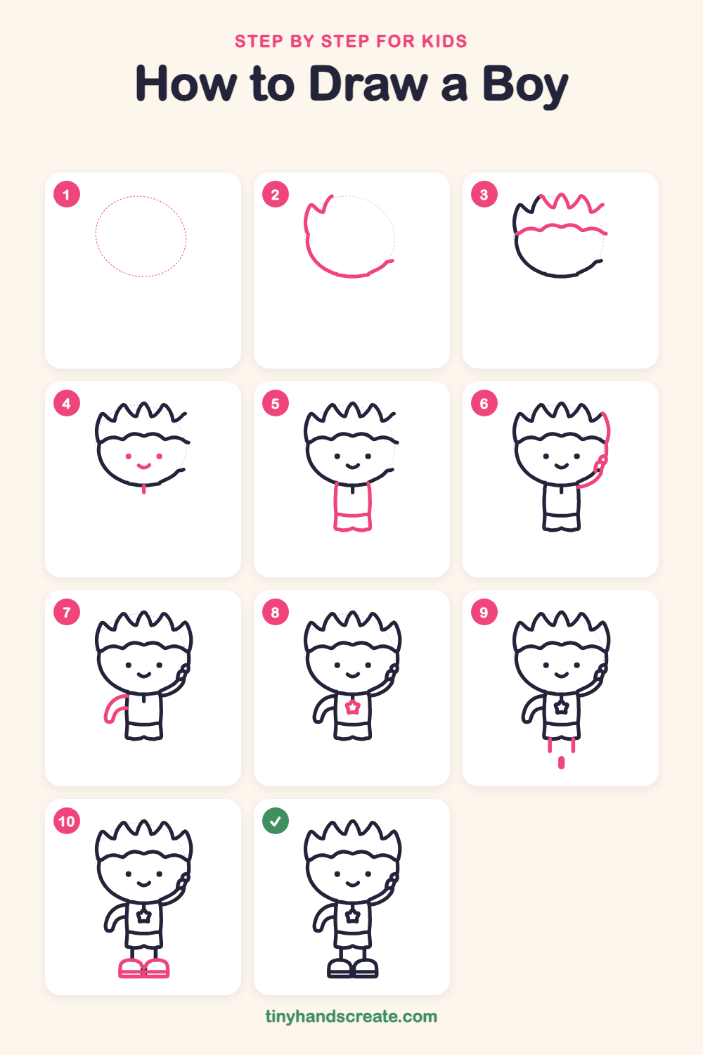 How to draw a boy step by step for kids