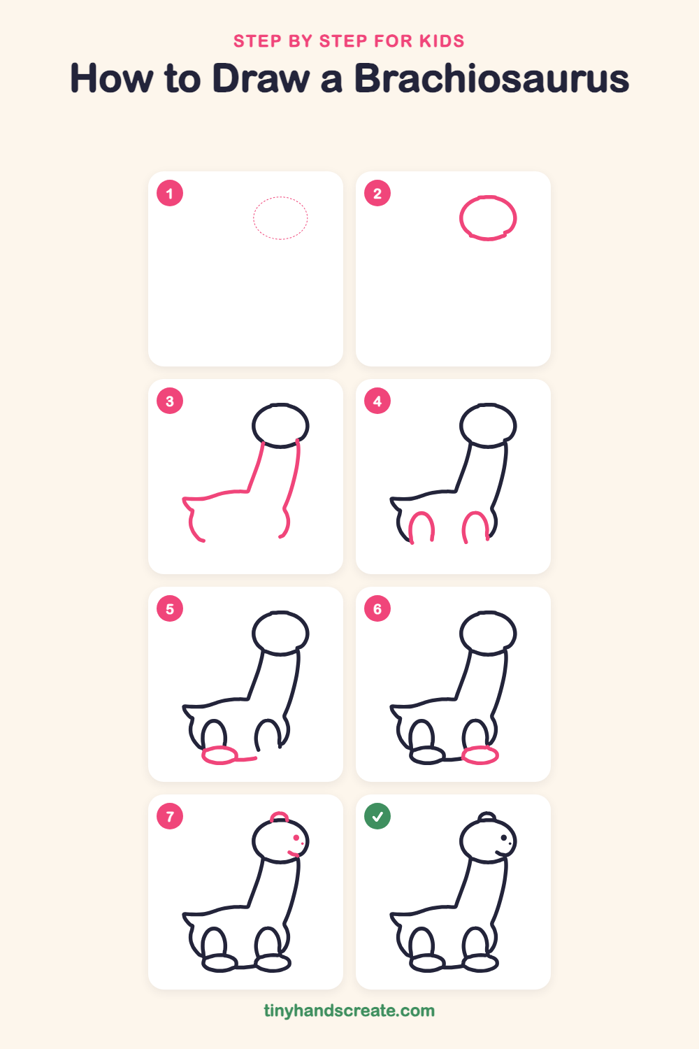 How to draw a brachiosaurus step by step for kids