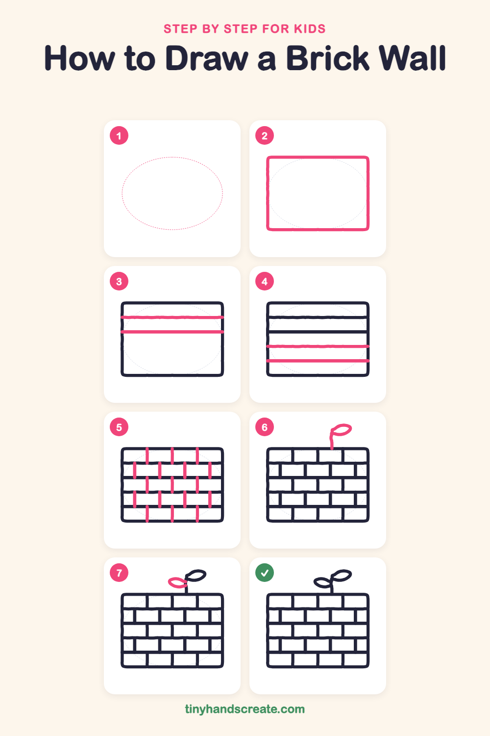 How to draw a brick wall step by step for kids