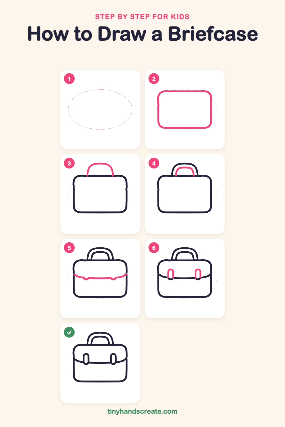 How to draw a briefcase step by step for kids