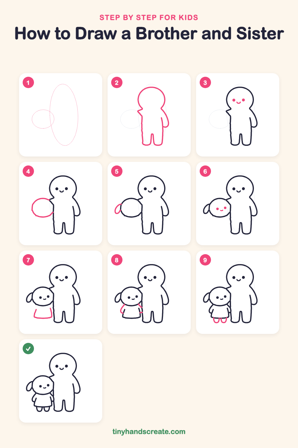 How to draw a brother and sister step by step for kids