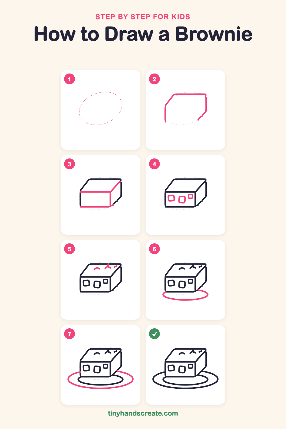 How to draw a brownie step by step for kids