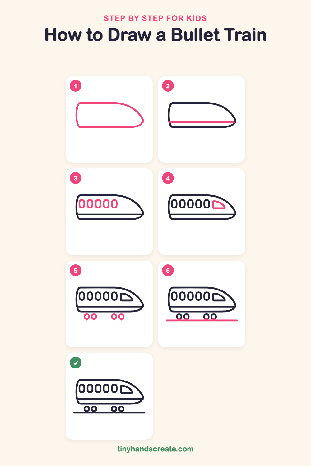 How to draw a bullet train step by step for kids