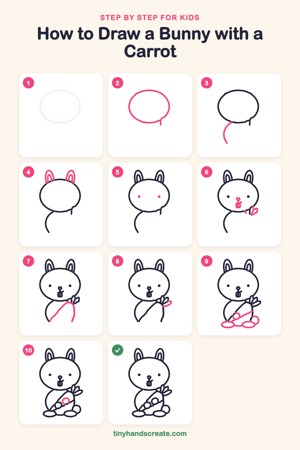 How to draw a bunny with a carrot step by step for kids