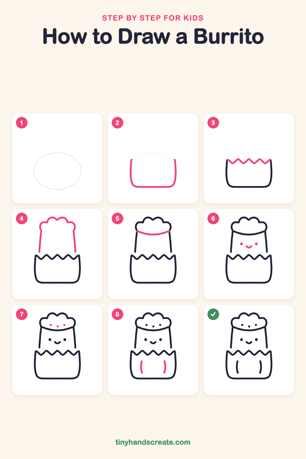 How to draw a burrito step by step for kids