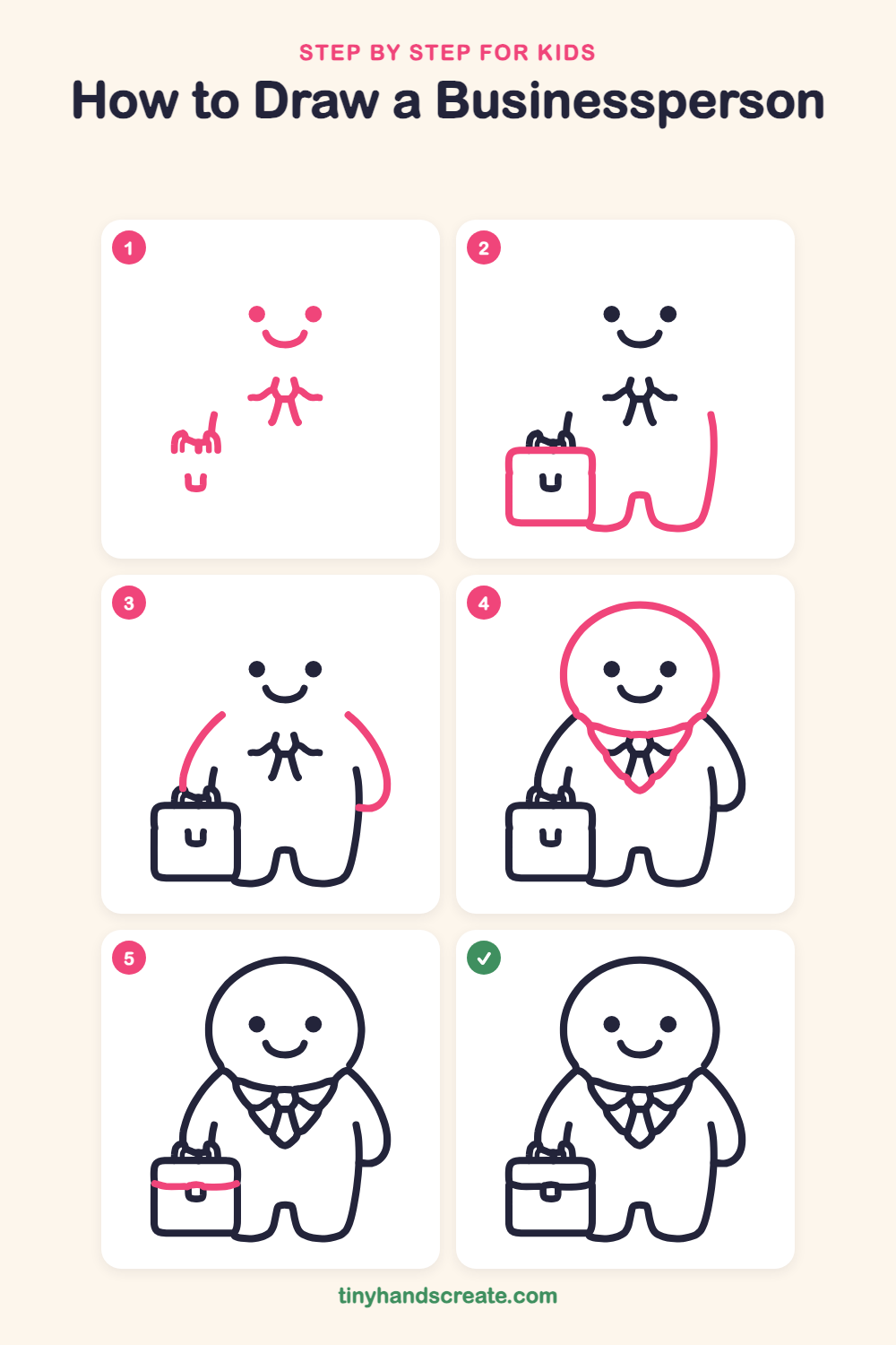 How to draw a businessperson step by step for kids