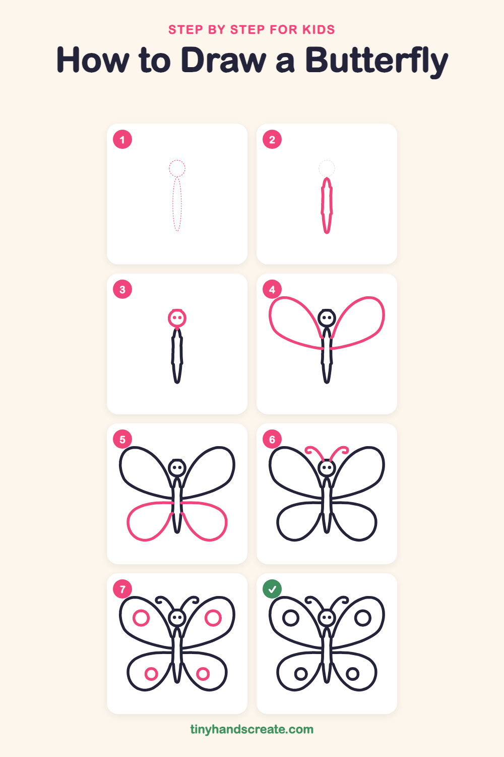 How to draw a butterfly step by step for kids