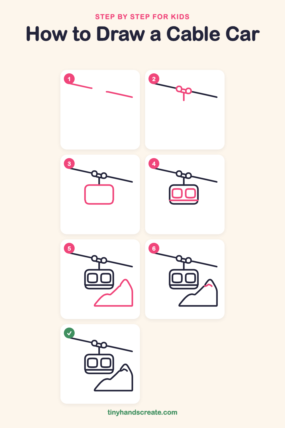 How to draw a cable car step by step for kids