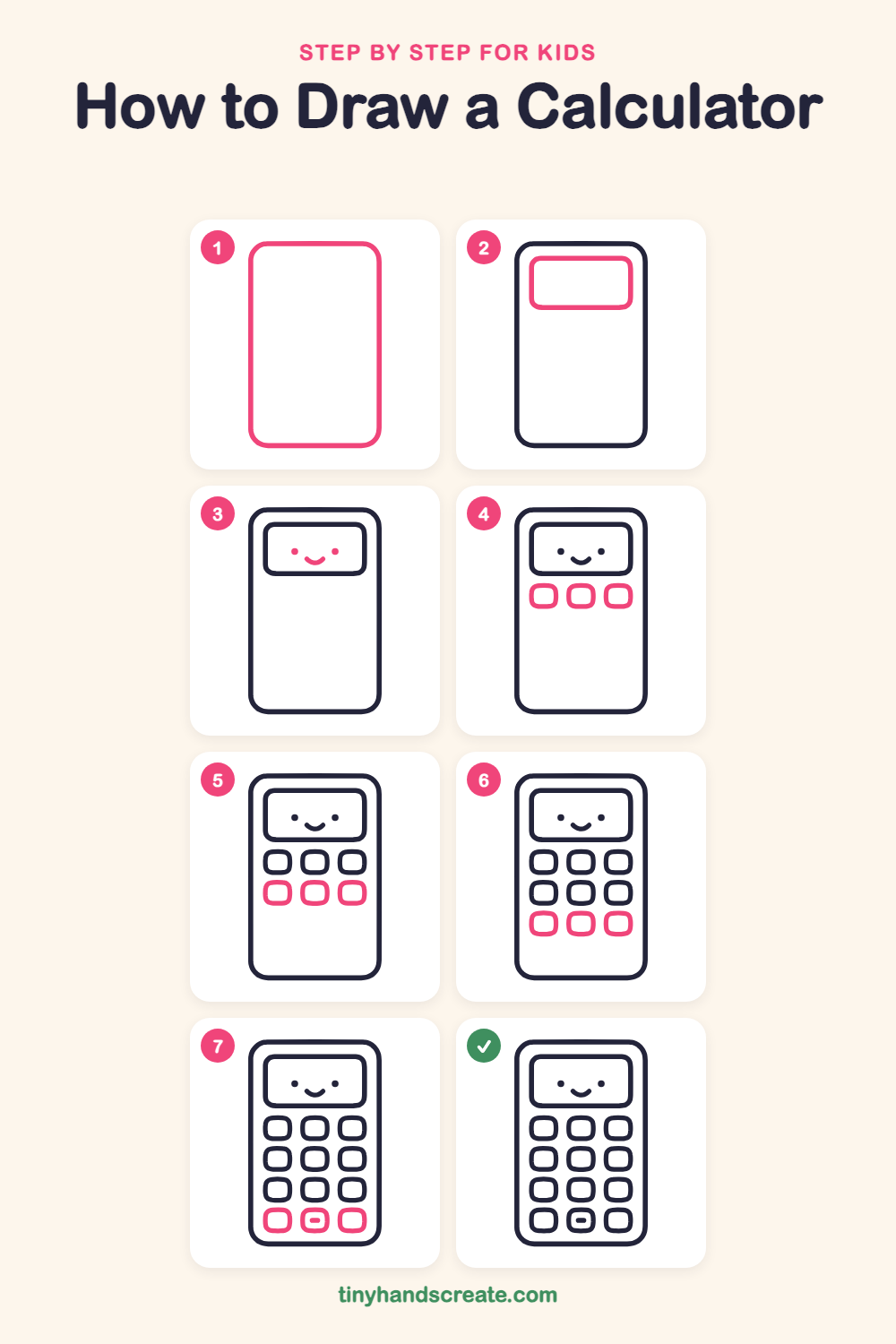 How to draw a calculator step by step for kids
