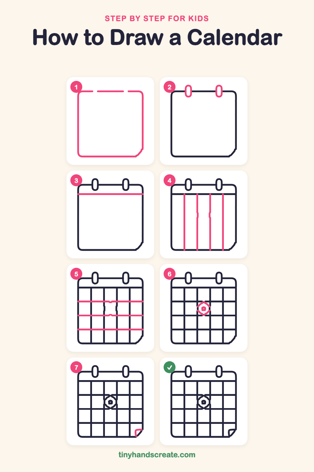 How to draw a calendar step by step for kids