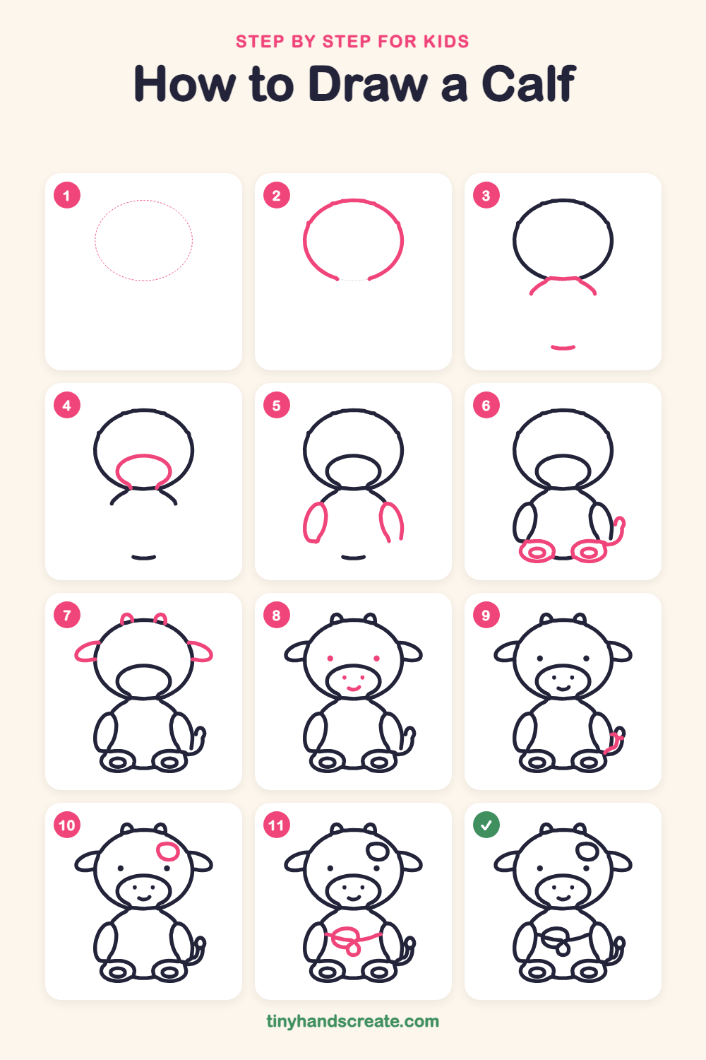How to draw a calf step by step for kids