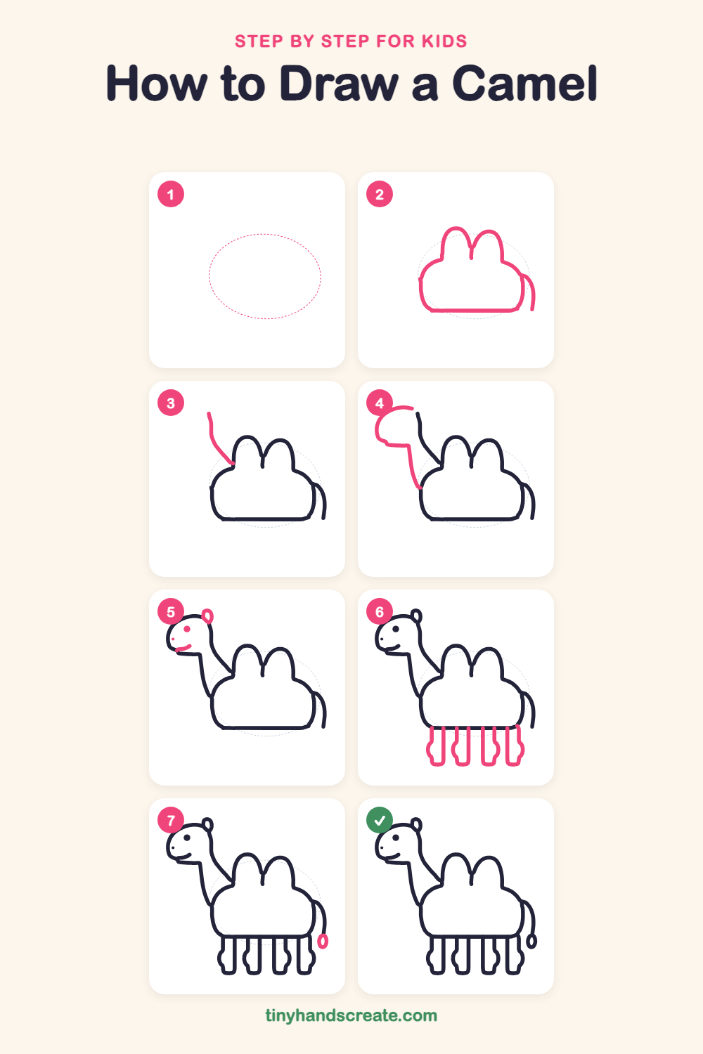 How to draw a camel step by step for kids