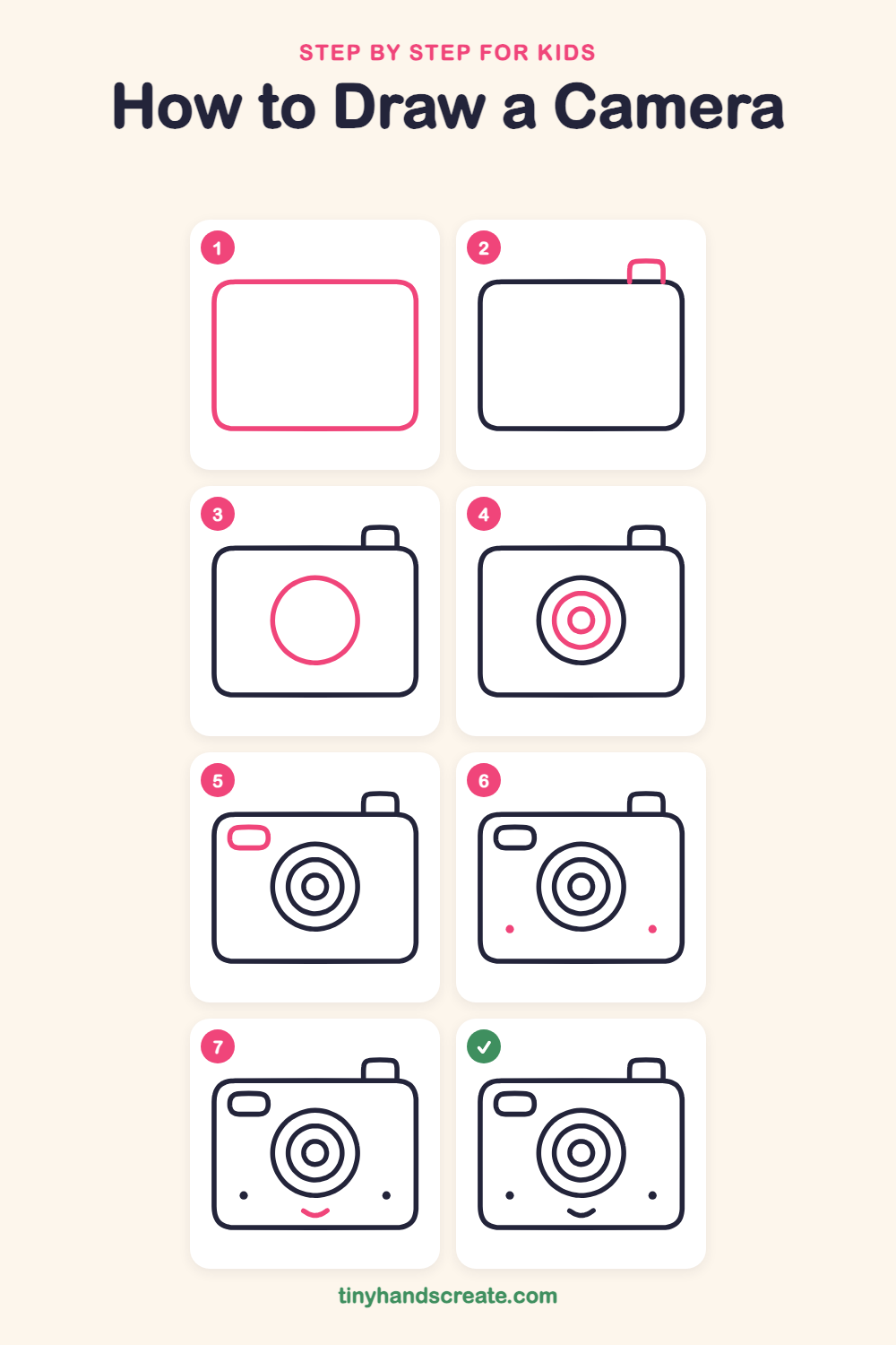 How to draw a camera step by step for kids
