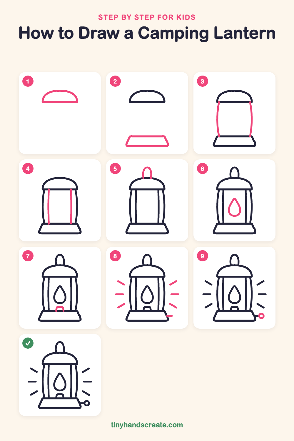 How to draw a camping lantern step by step for kids