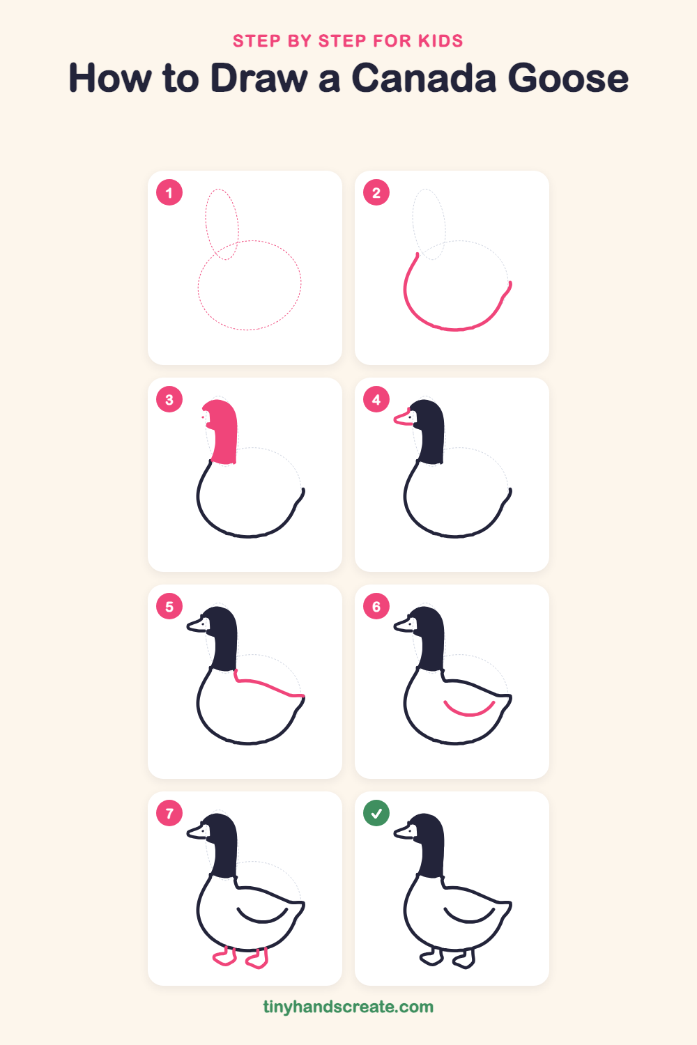 How to draw a Canada goose step by step for kids