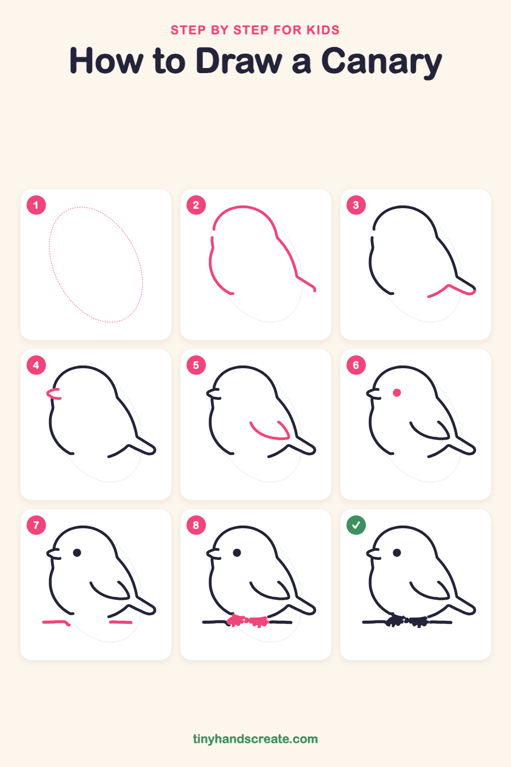 How to draw a canary step by step for kids