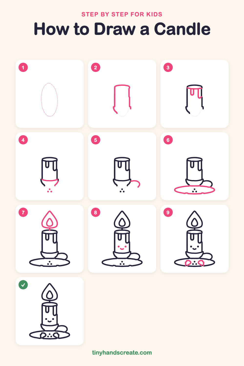 How to draw a candle step by step for kids