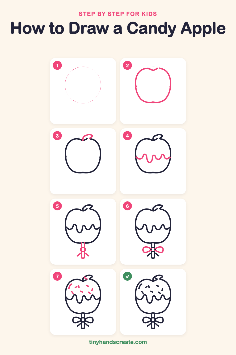 How to draw a candy apple step by step for kids
