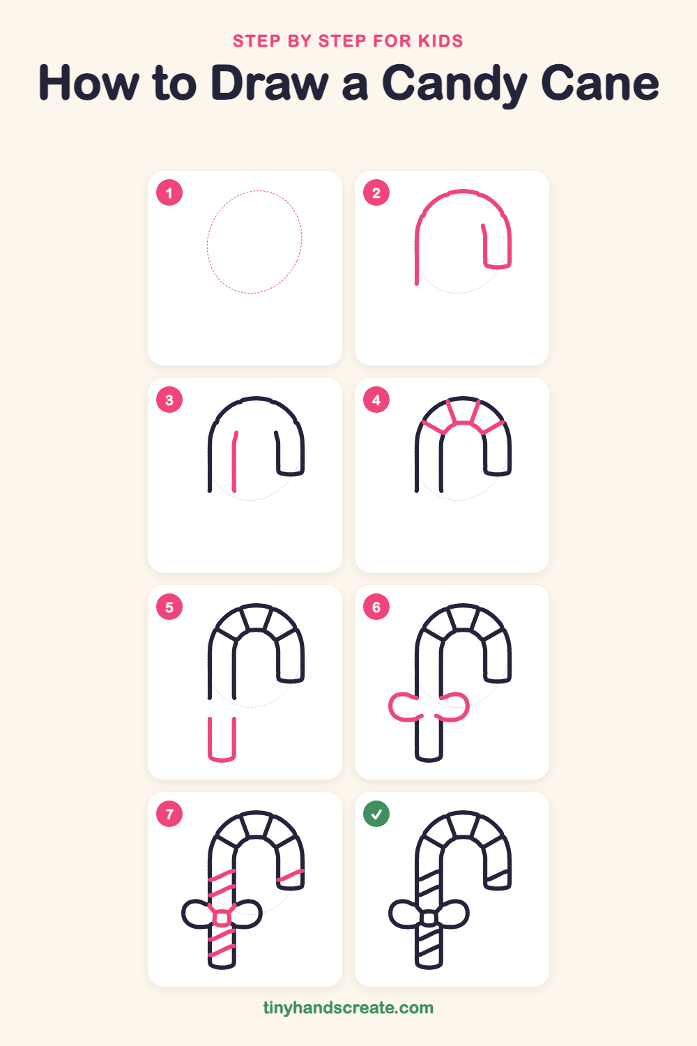 How to draw a candy cane step by step for kids