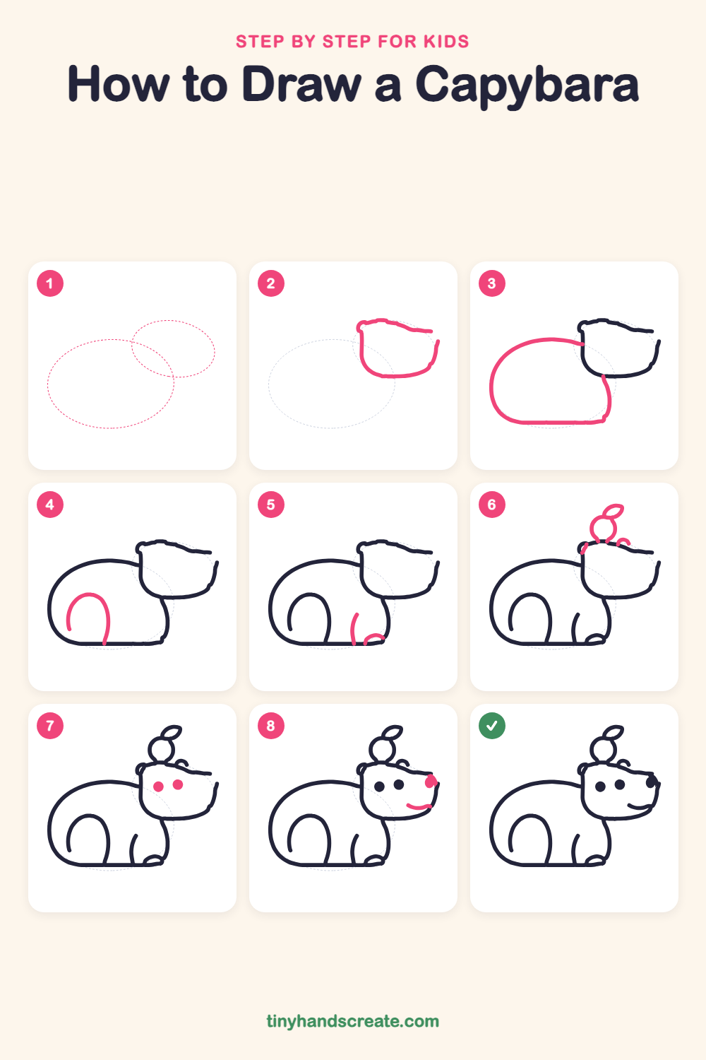 How to draw a capybara step by step for kids