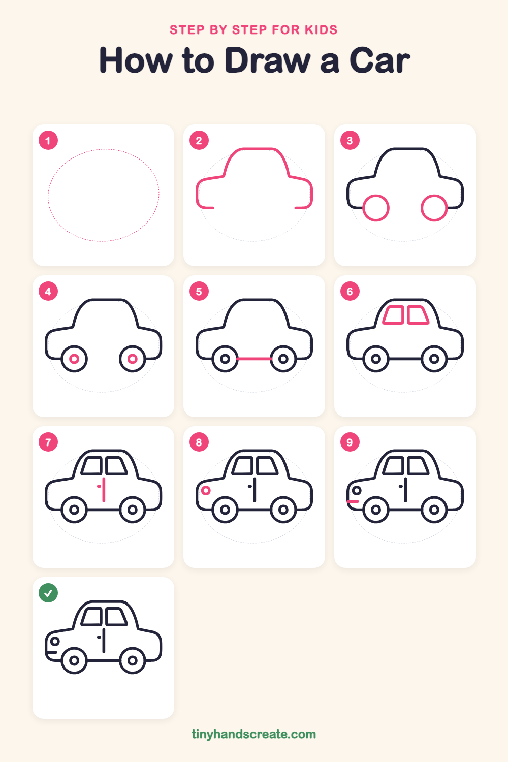 How to draw a car step by step for kids