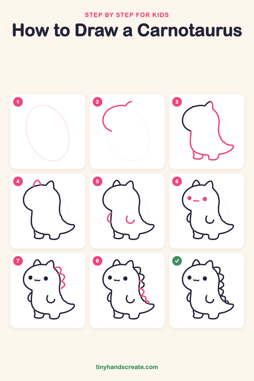 How to draw a carnotaurus step by step for kids