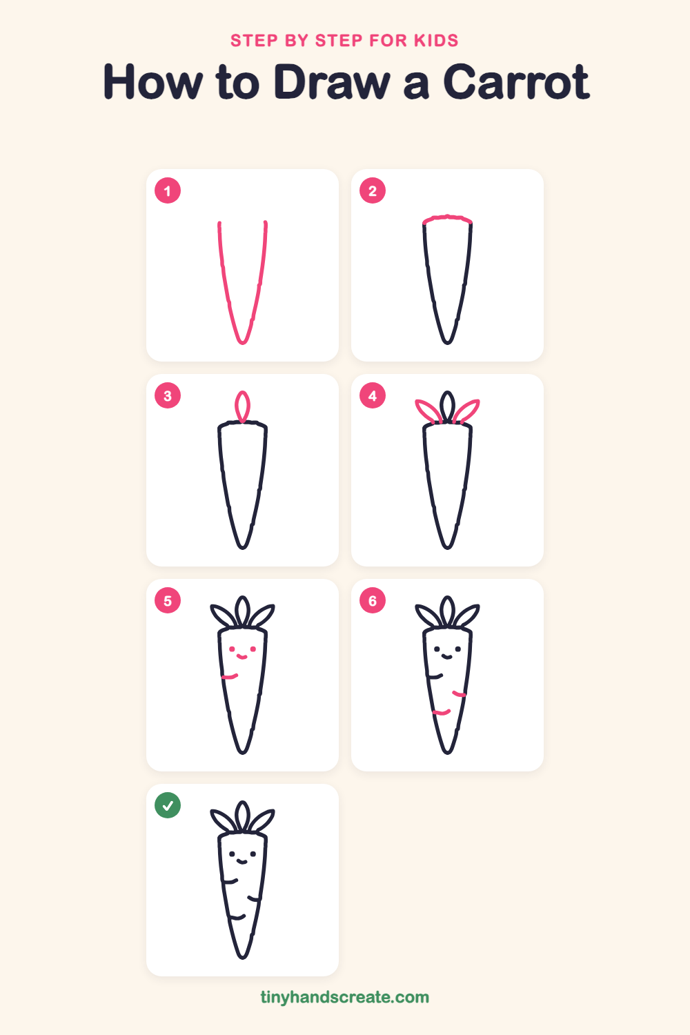 How to draw a carrot step by step for kids