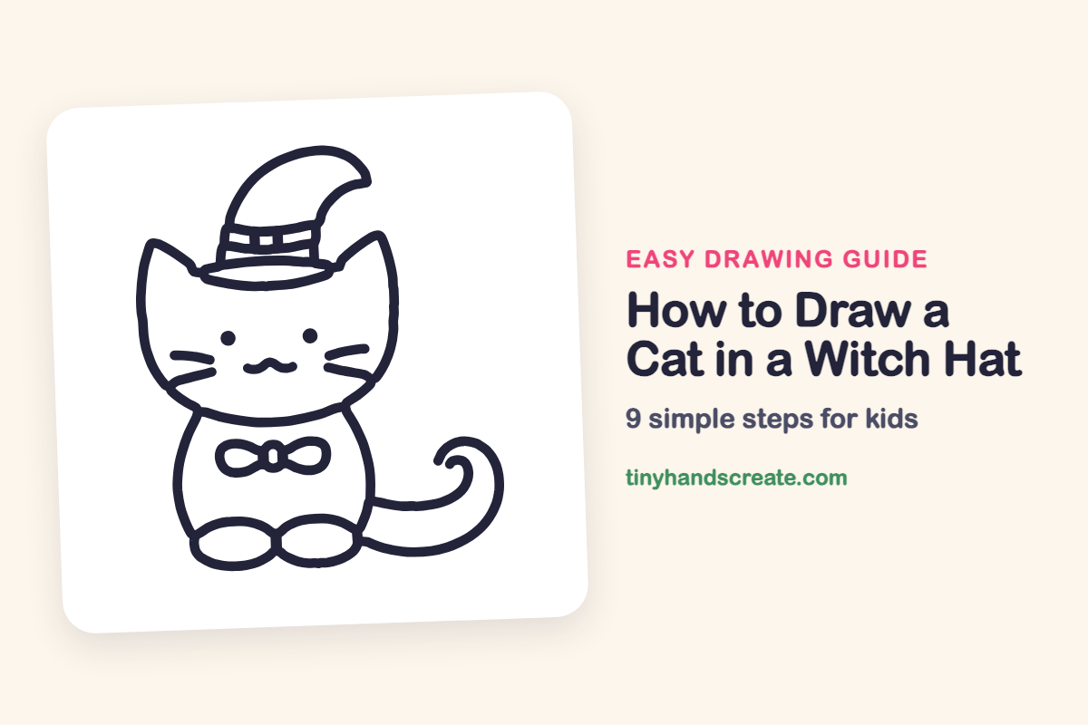How to Draw a Cat in a Witch Hat: easy drawing guide for kids