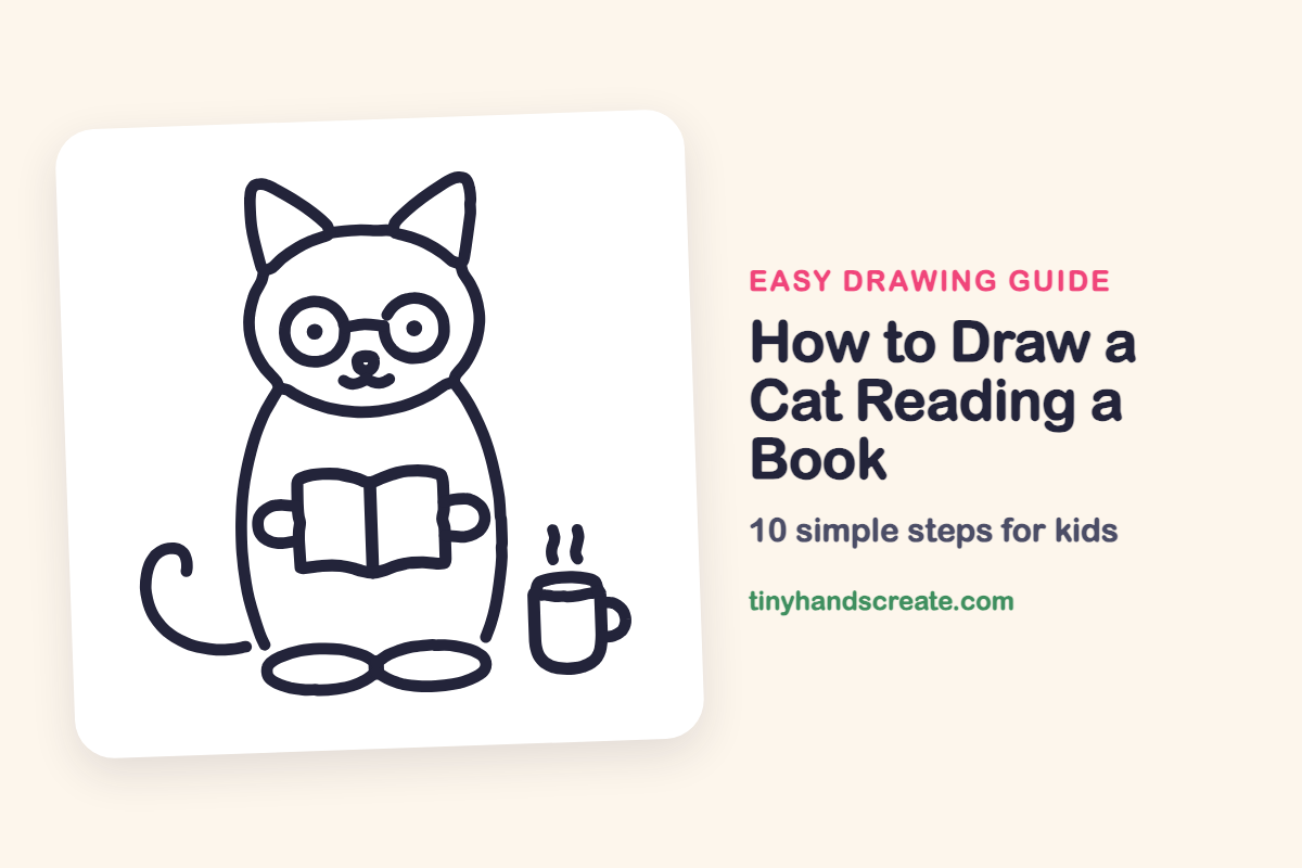How to Draw a Cat Reading a Book: easy drawing guide for kids