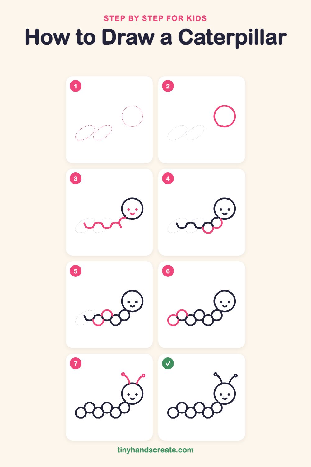 How to draw a caterpillar step by step for kids